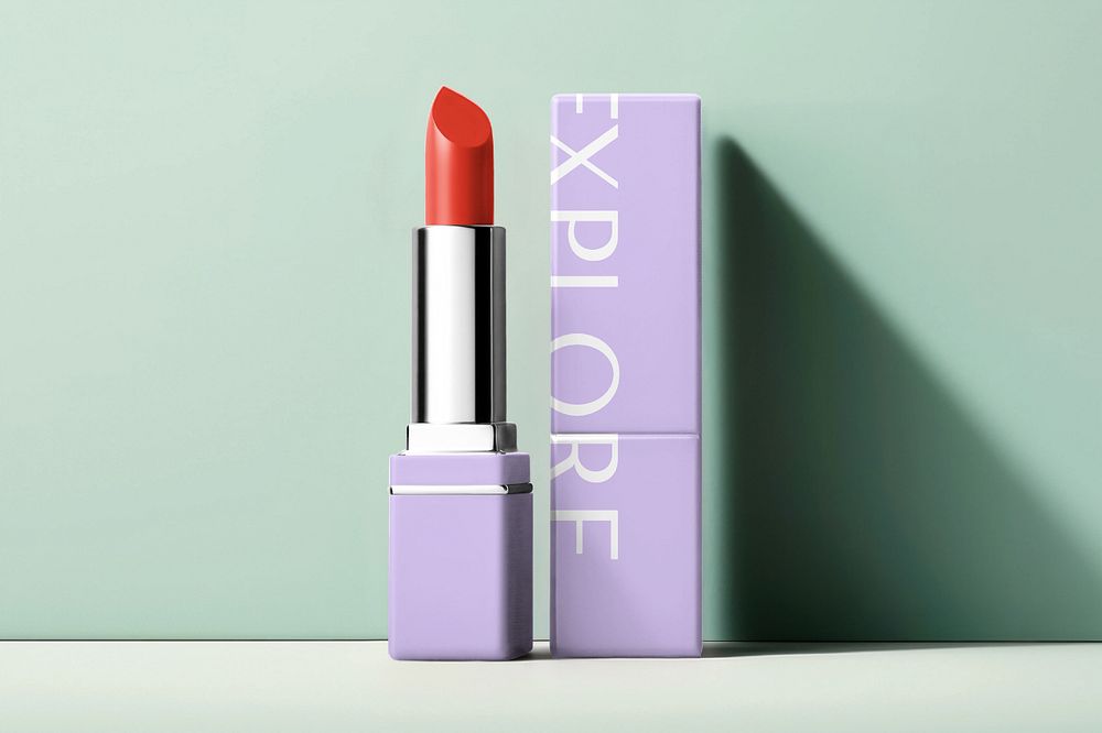 Lipstick cosmetics packaging editable mockup