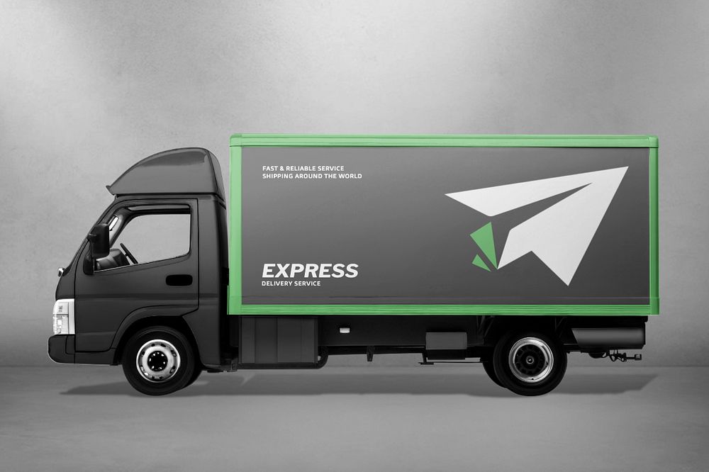 Delivery truck billboard mockup, editable design