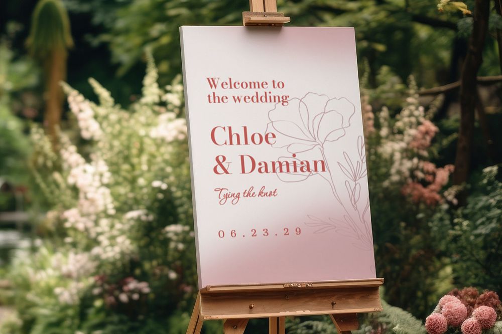 Wedding easel sign editable mockup