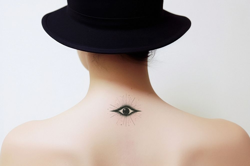 Women's back tattoo editable mockup