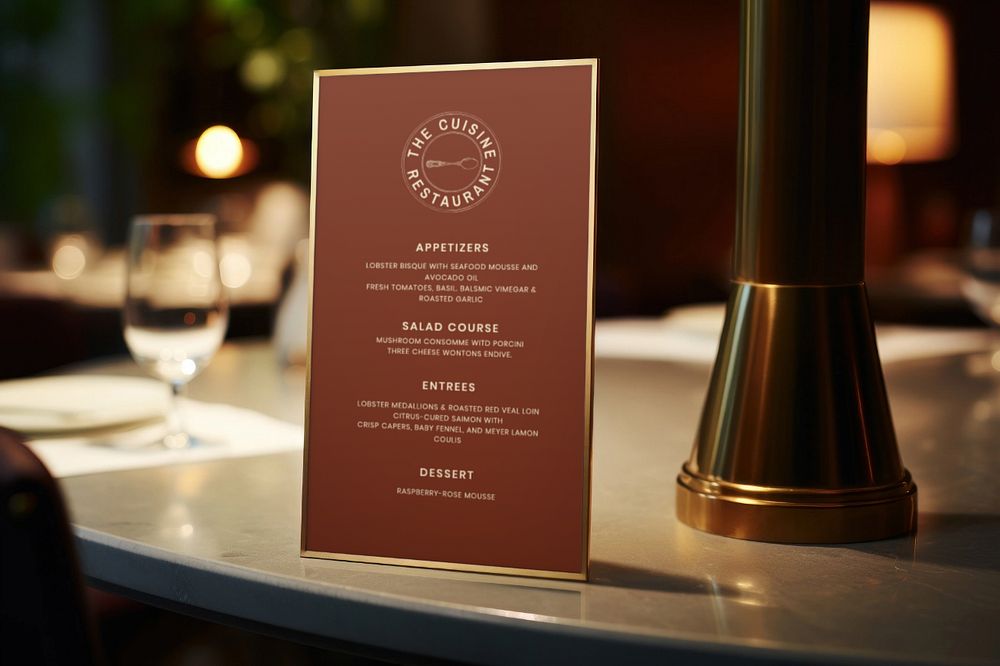 Restaurant menu card editable mockup