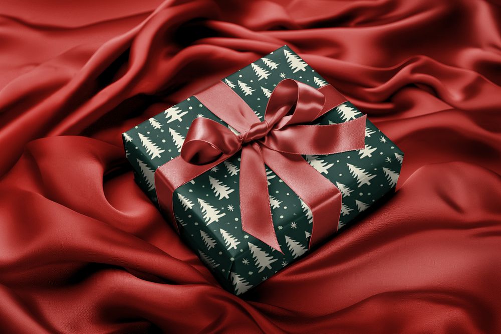 Christmas gift box editable mockup