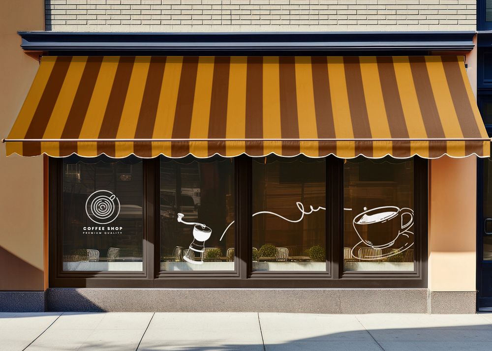 Cafe facade editable mockup