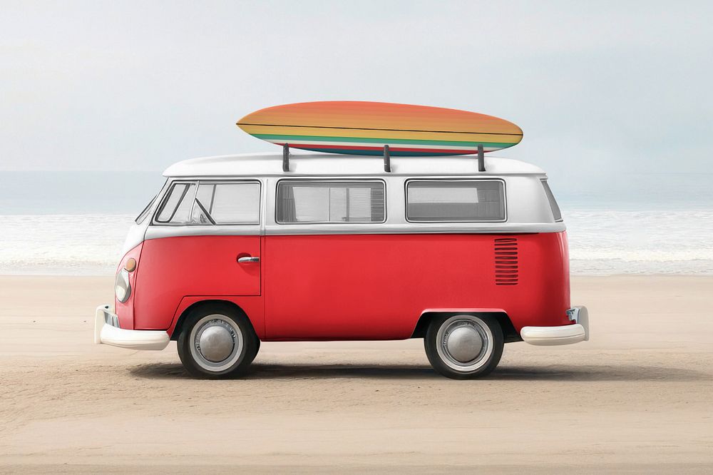 Retro microbus editable mockup