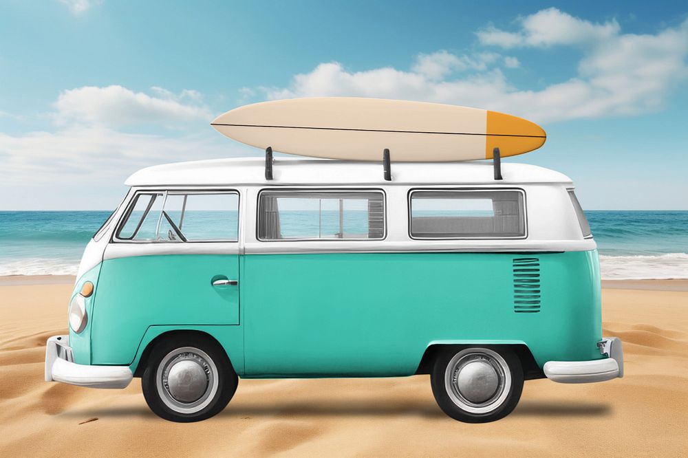 Retro microbus editable mockup