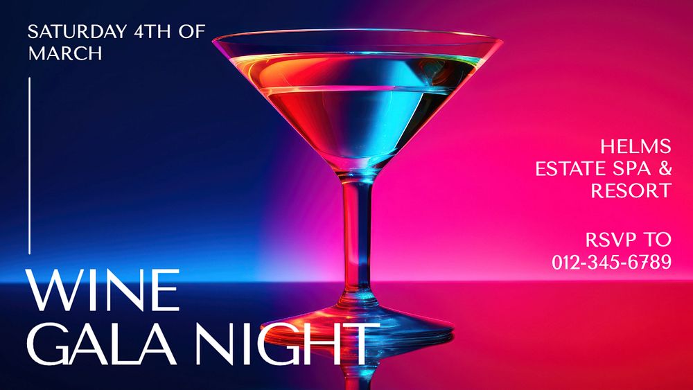 Wine gala night blog banner template