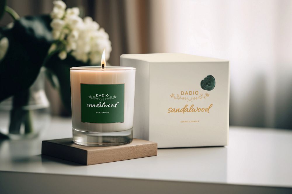 Candle jar label editable mockup