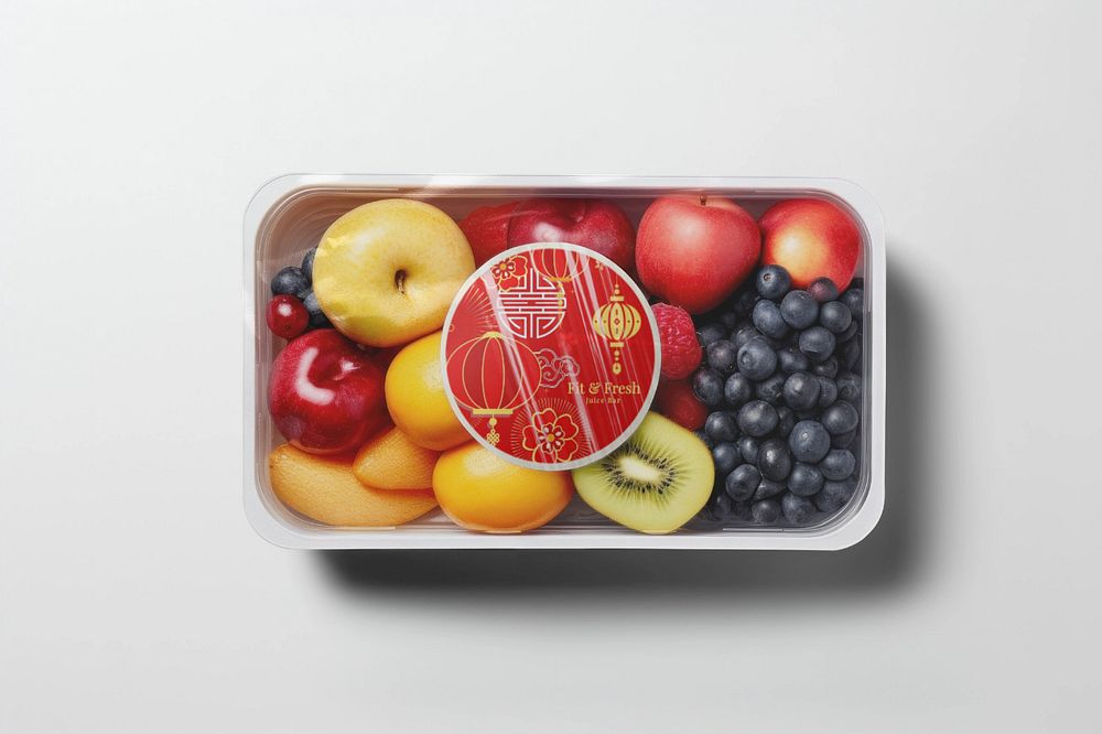 Fruit box sticker label mockup, editable design