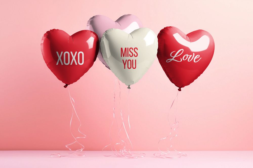 Heart-shaped balloon mockup, editable design