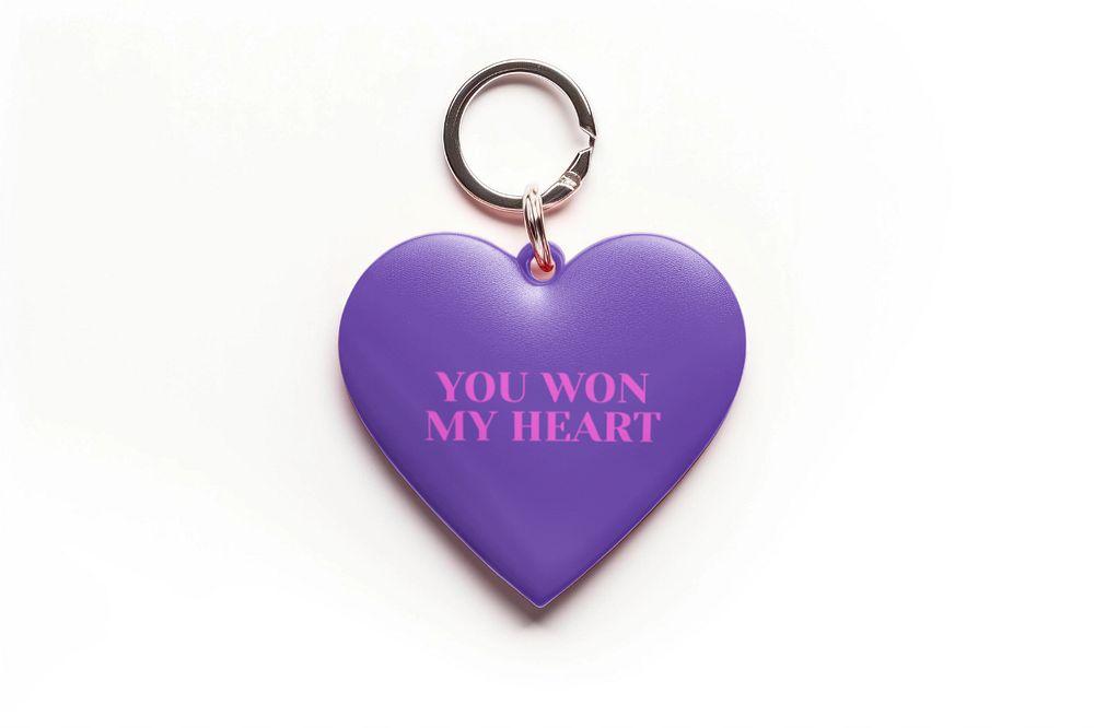 Pink heart keychain mockup, editable design