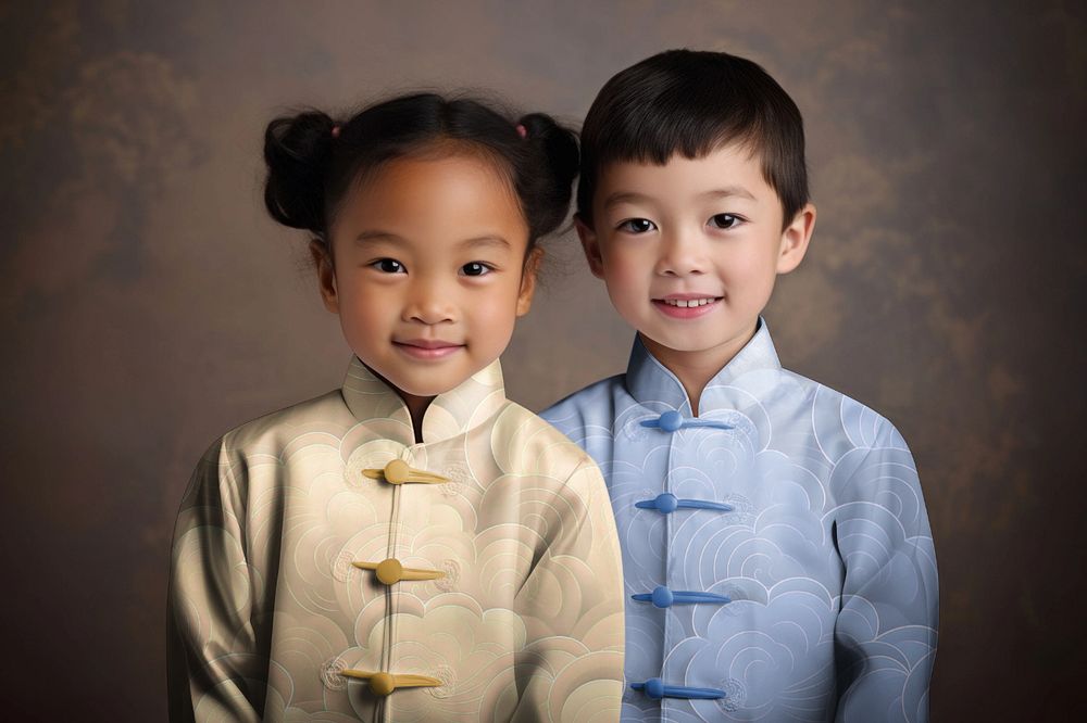 Kid's Chinese tang suit mockup, editable traditional clothes design