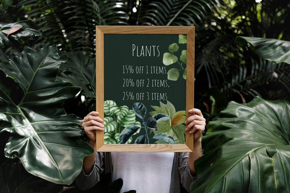 Wooden photo frame mockup, nature design 