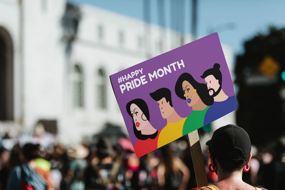 Protest sign mockup, pride month