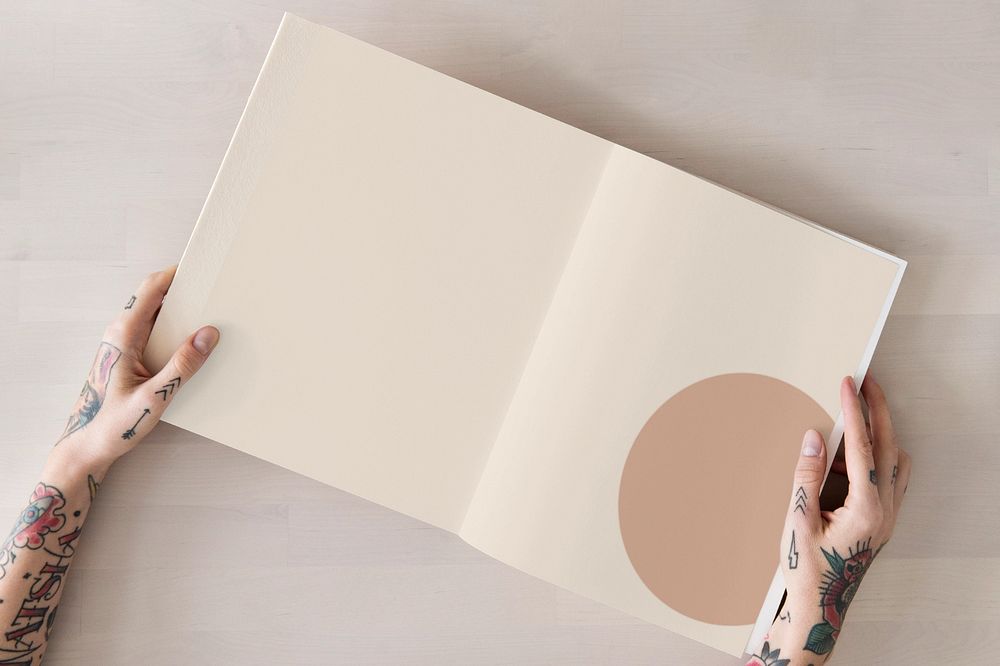 Open book mockup, blank design space