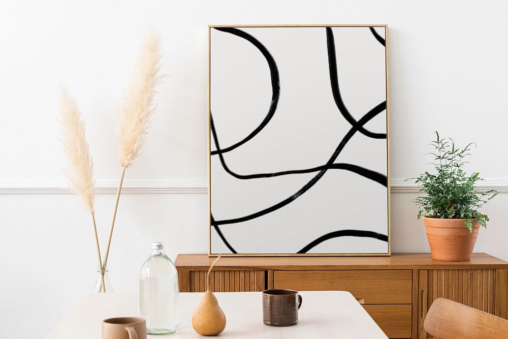 Photo frame mockup, aesthetic home decor