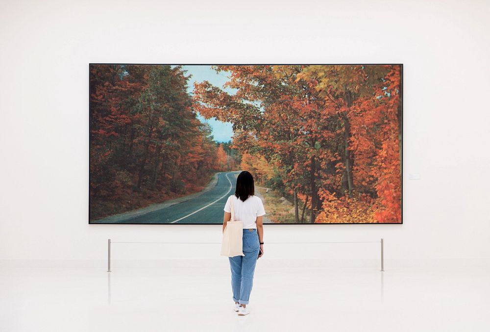 Art exhibition mockup, editable picture frame 