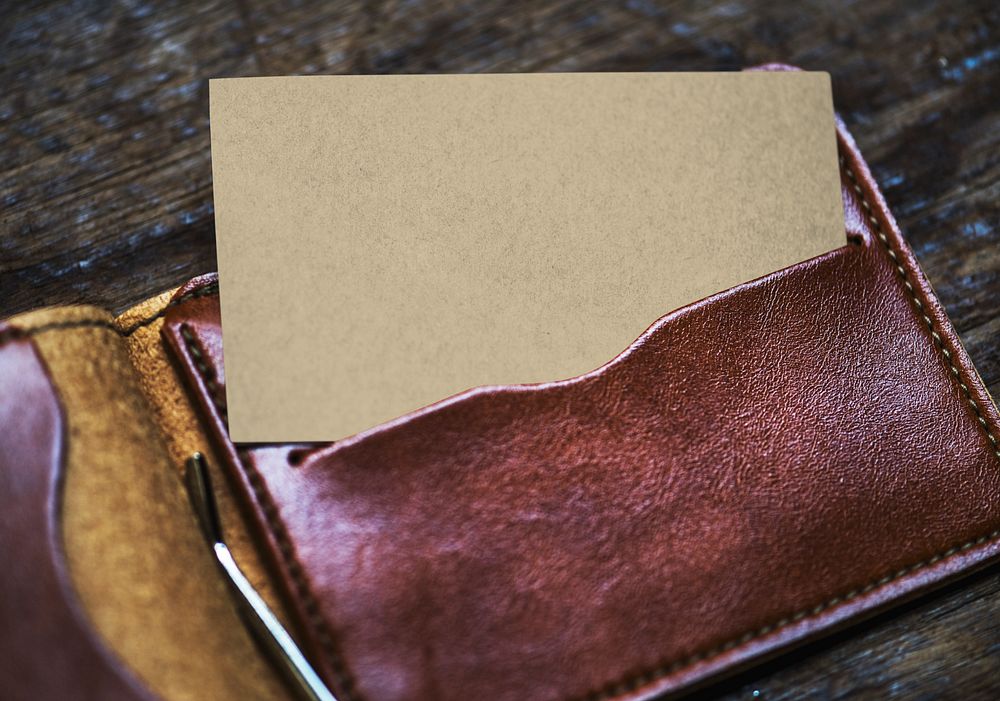 Business card mockup, wallet design 