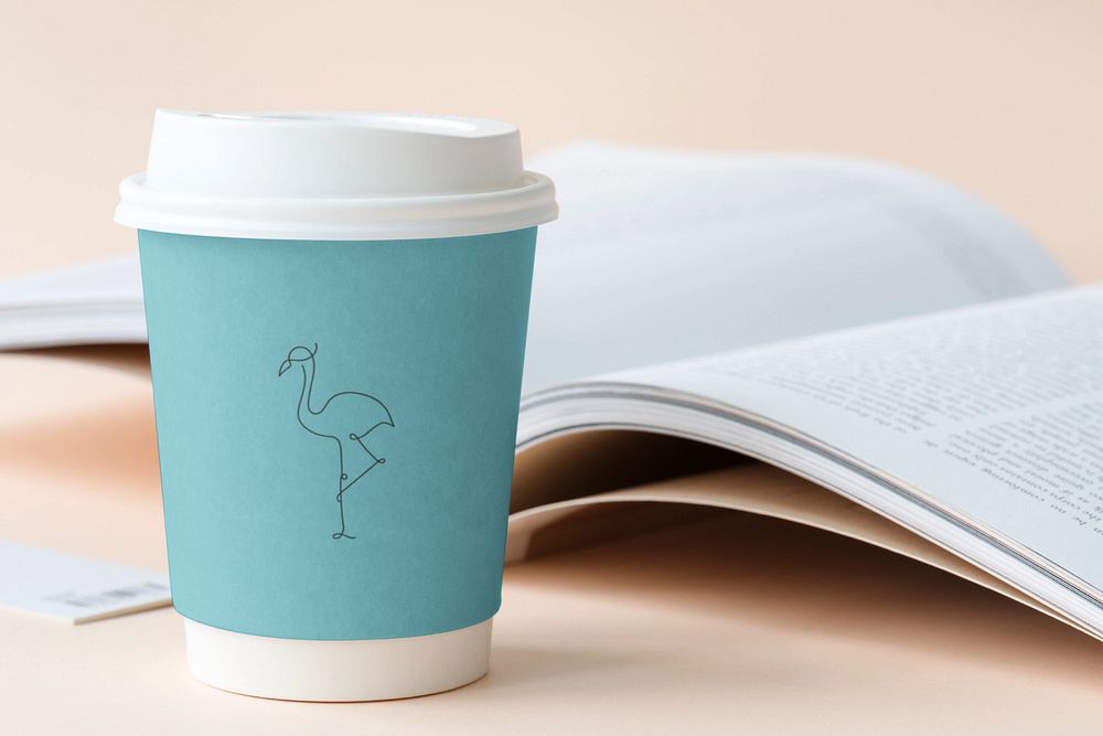 Disposable coffee cup mockup, pastel blue