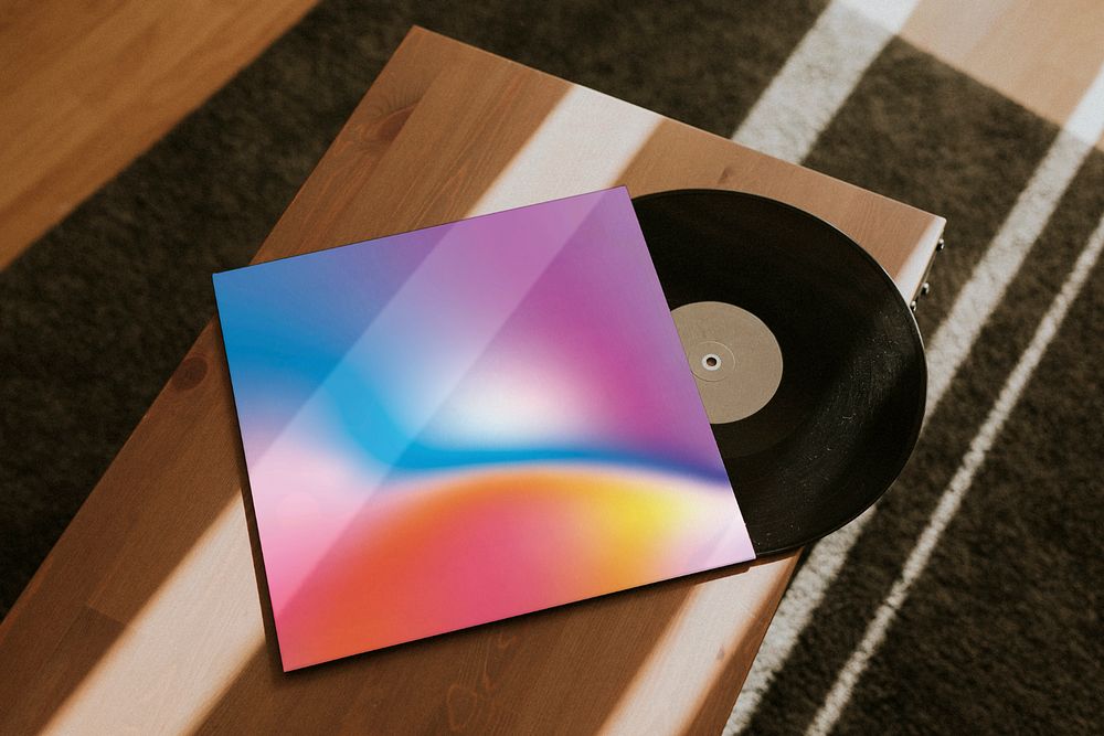 Vinyl record cover mockup, retro music