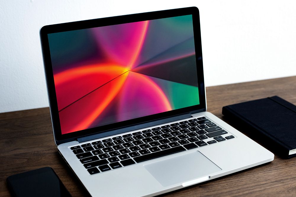 Laptop mockup, editable screen, work from home design 
