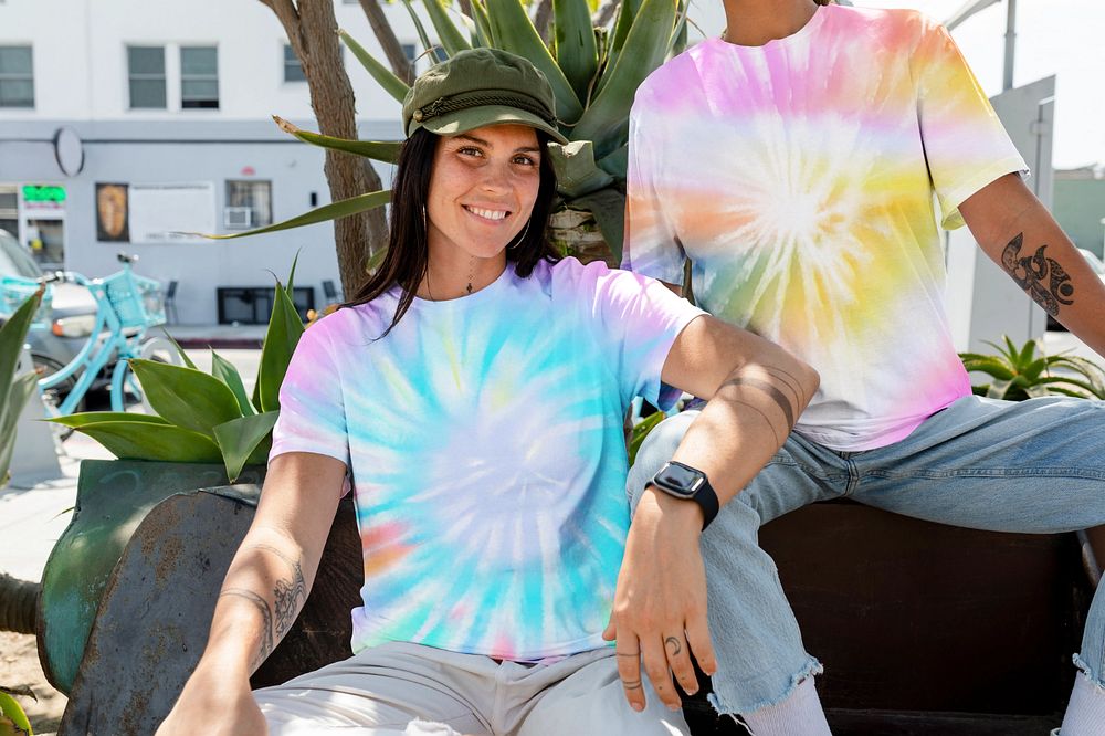 Tie dye t-shirt mockup, summer design