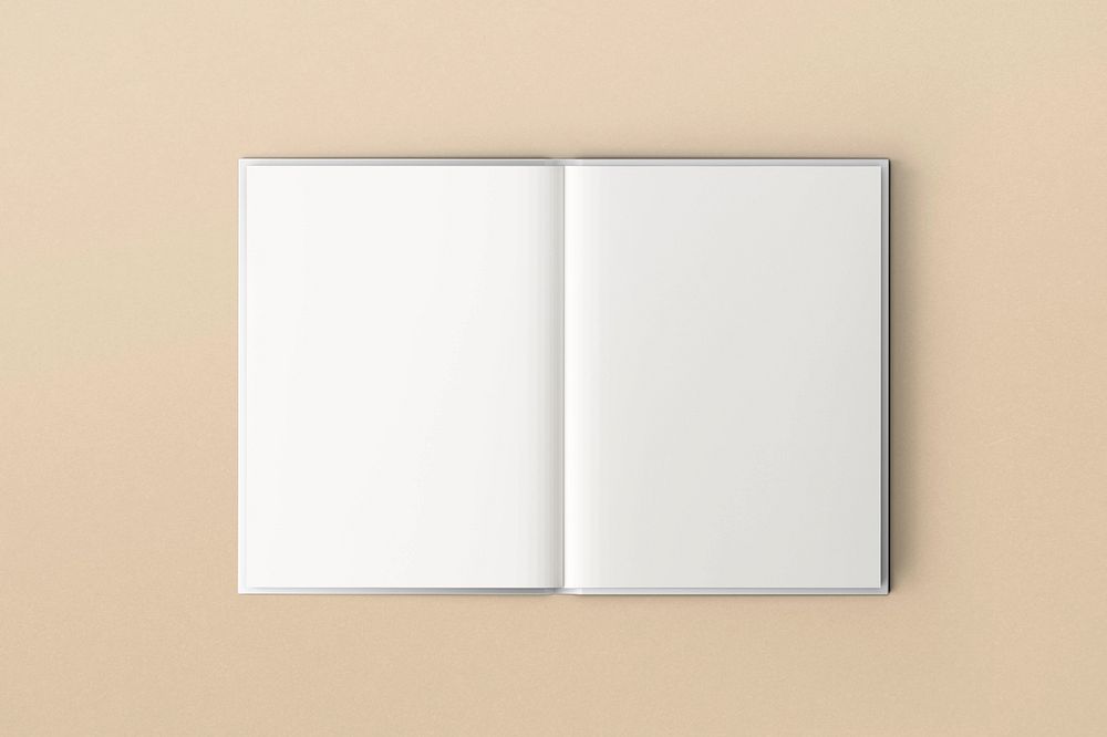 Open book mockup, beige editable design