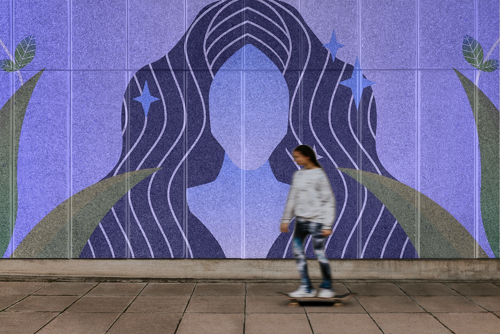 Wall editable mockup, graffiti design