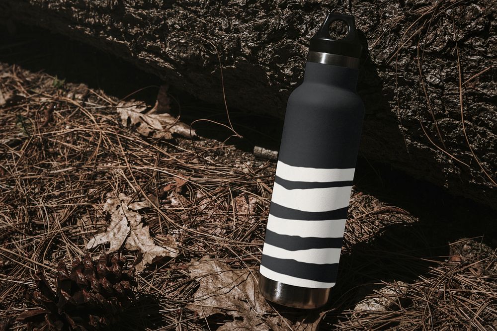 Stainless steel bottle mockup, portable, travel 