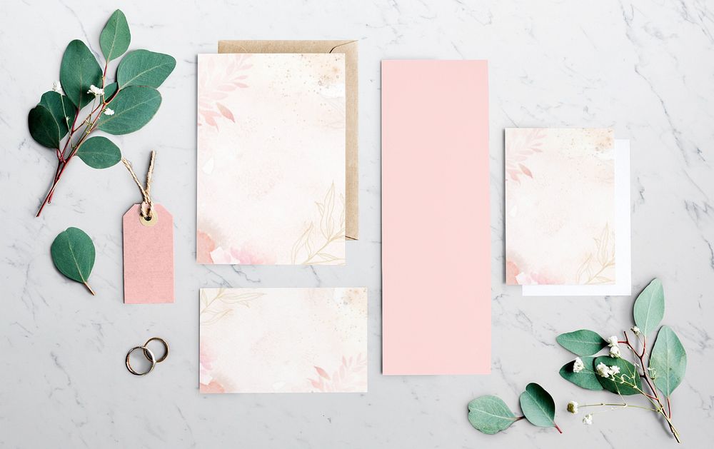 Corporate identity mockup, feminine branding set