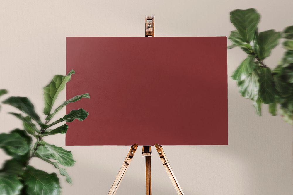 Canvas on easel mockup, editable design