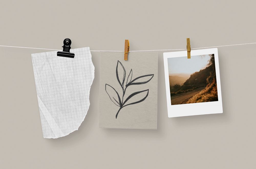 Photos hanging mockup, editable design