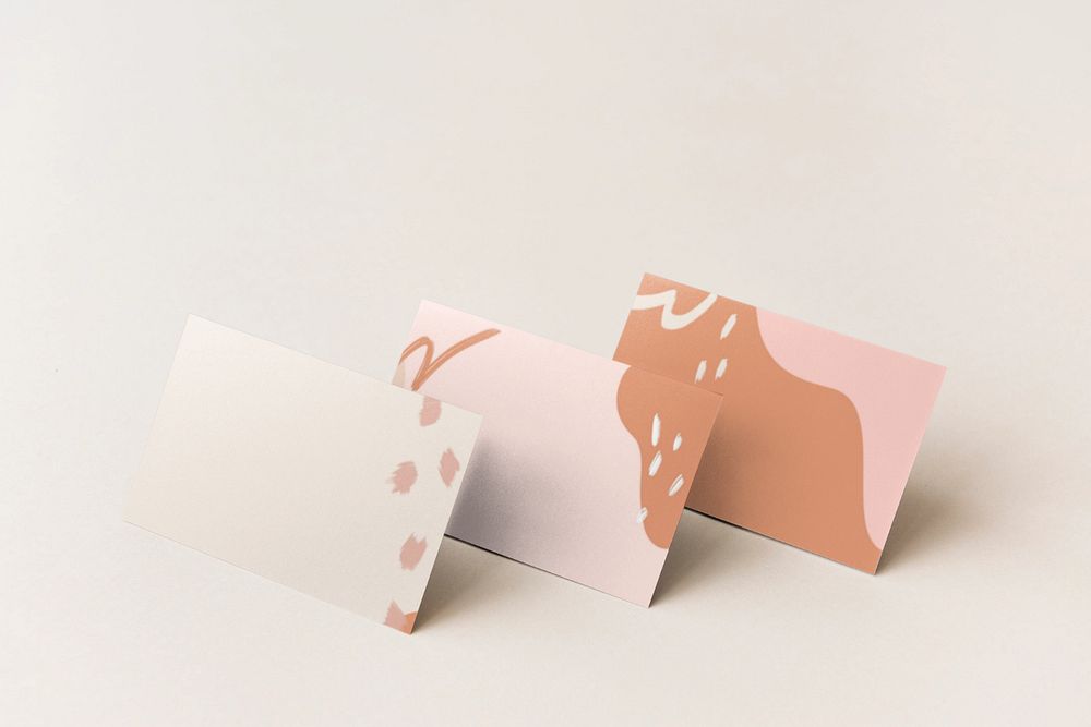 Business card mockup, beige aesthetic, editable design