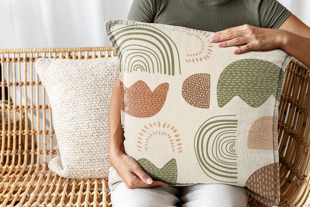 Pillowcase mockup, floral pattern, editable design