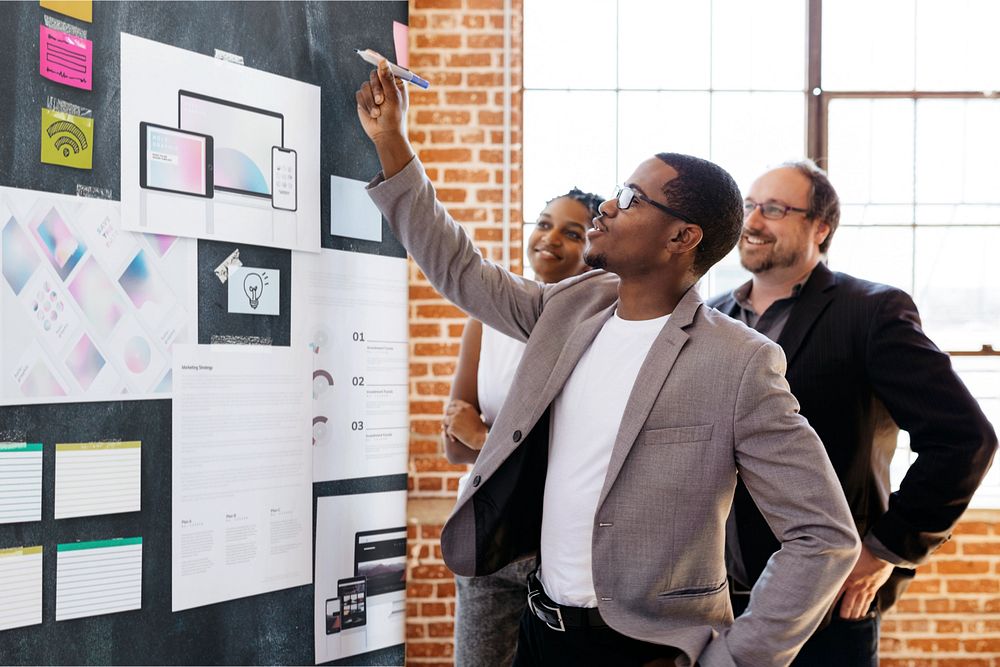 Whiteboard mockup, business planning editable design