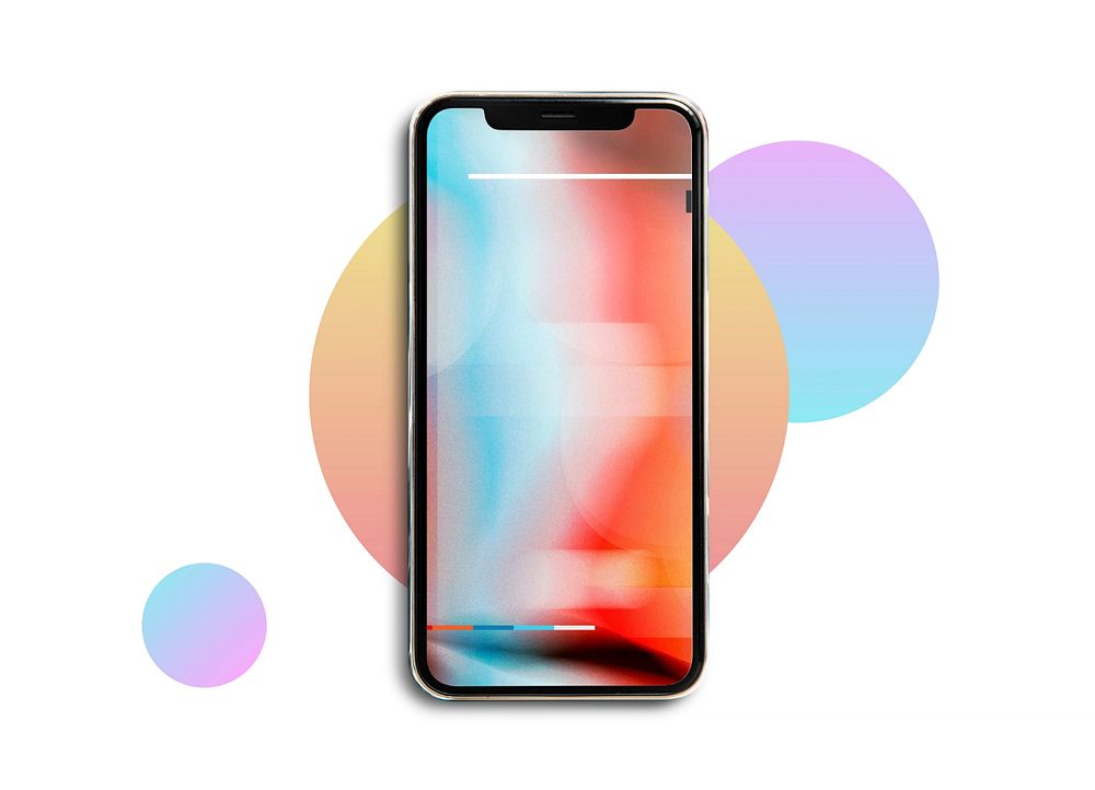 Phone screen mockup, gradient circle shape