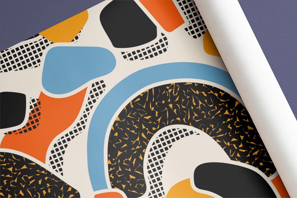 Gift wrapping paper mockup, abstract pattern, editable design