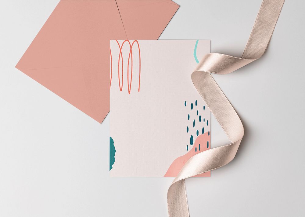 Wedding invitation card mockup, aesthetic editable design