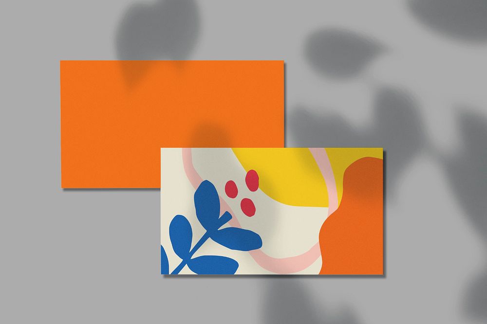 Business card mockup, leaf shadow, editable design