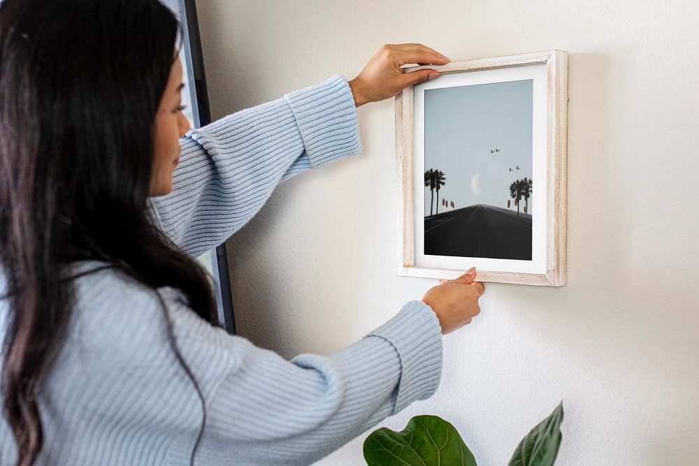 Photo frame editable mockup, home decor design