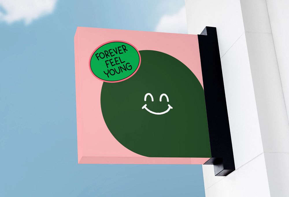 Square cafe sign mockup, realistic design