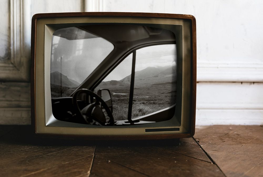 Vintage television editable mockup, digital device