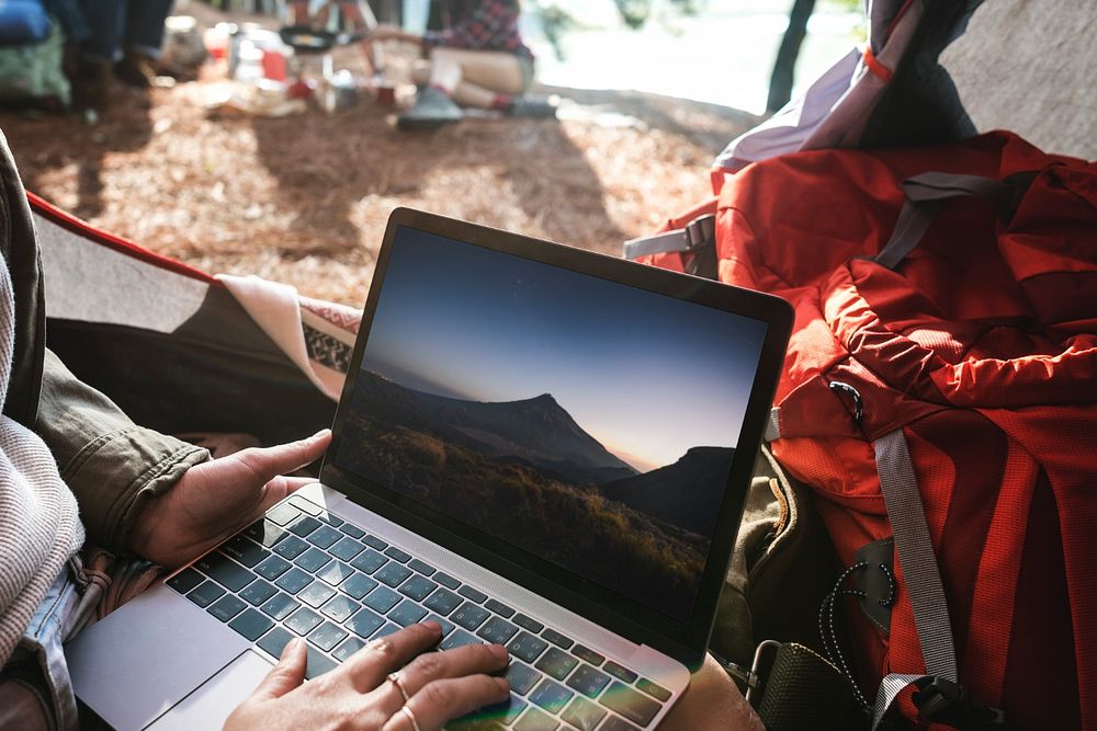 Laptop screen mockup, realistic digital device