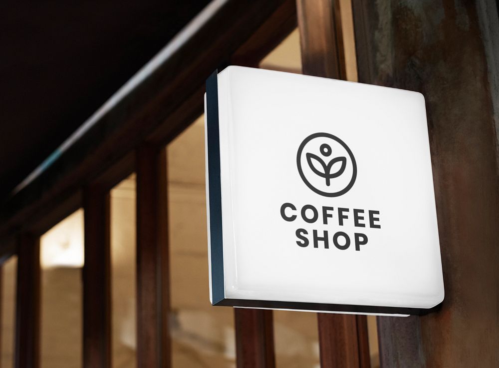 Hanging square sign editable mockup, restaurant business