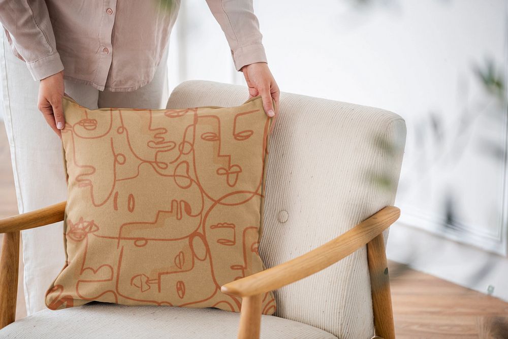 Cushion, pillow cover mockup, interior design