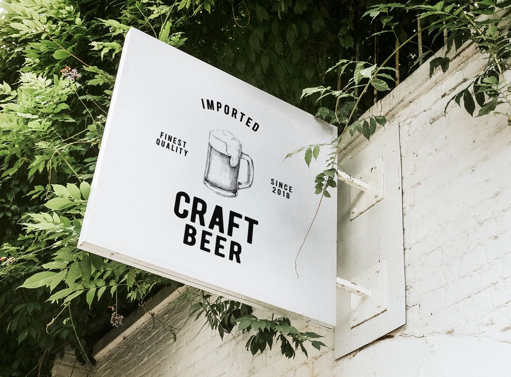 Shop sign mockup, craft beer bar