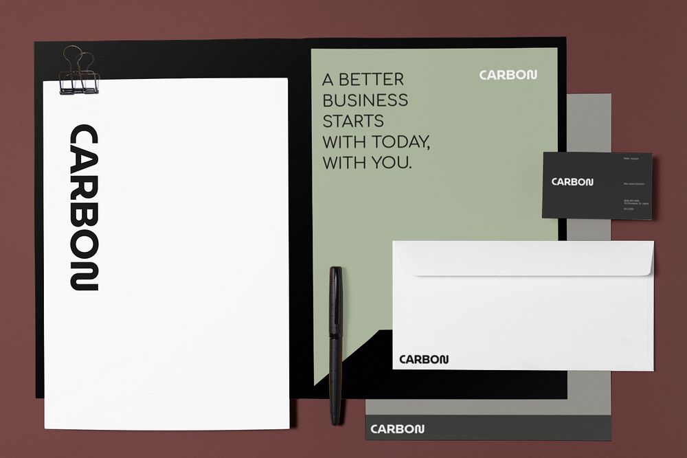 Corporate identity mockup, carbon business