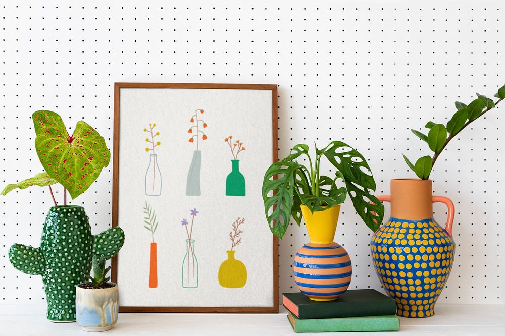 Picture frame editable mockup, houseplant design