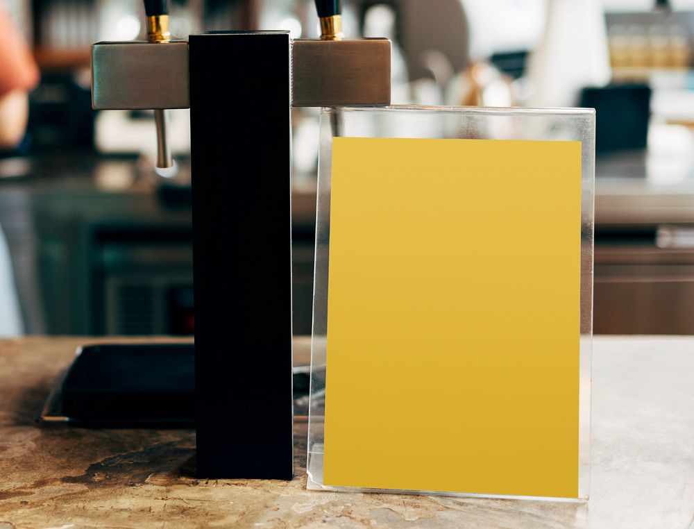 Restaurant table sign mockup, editable design