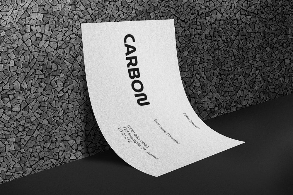 Business card mockup, realistic paper on a wall