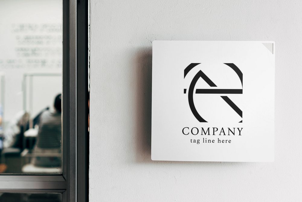 Square sign mockup, editable design